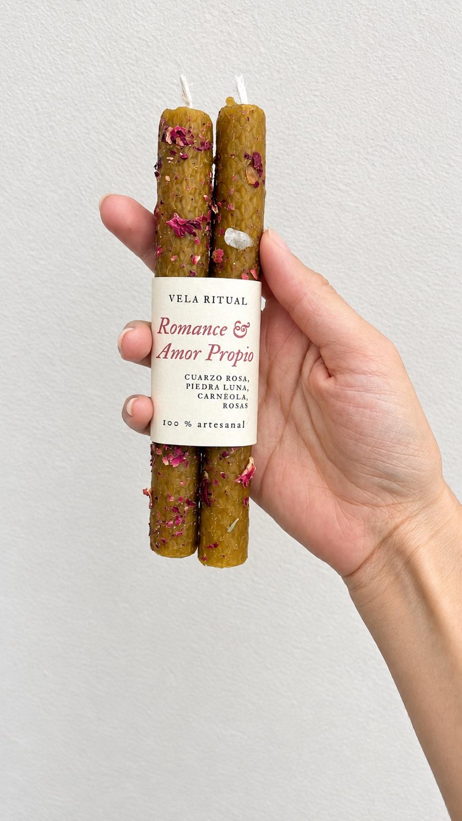 Pack 2 Velas Rituales de Cera de Abeja · Romance & Amor Propio